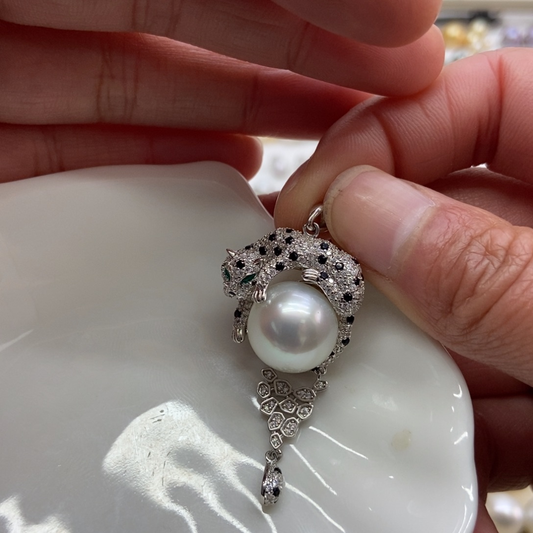 海水珍珠吊坠(不含链)银S925镶嵌