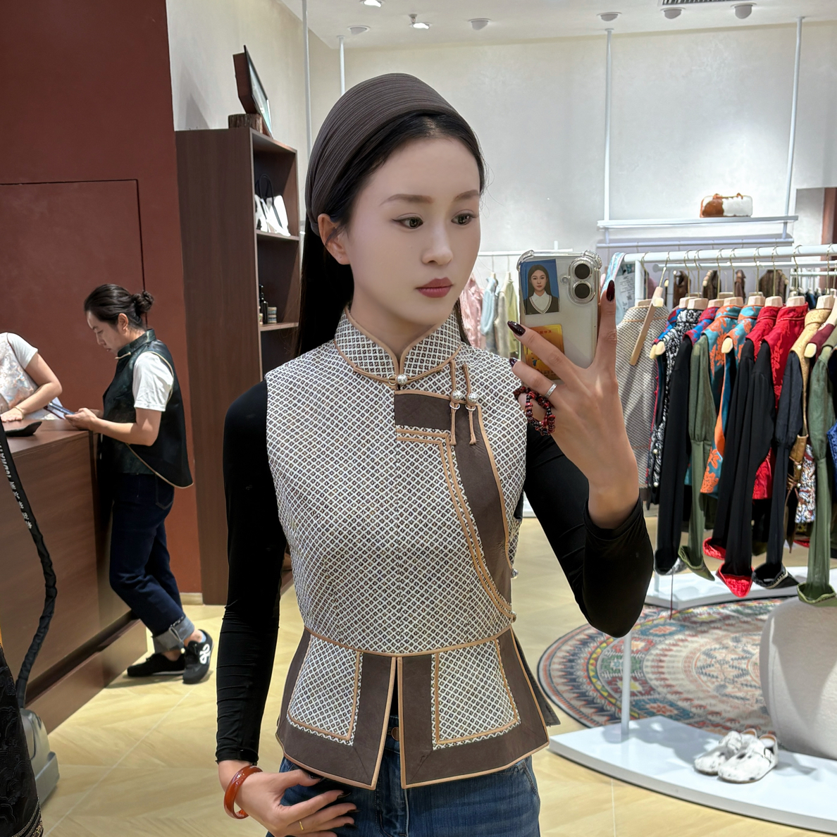 陶萨M048立领民族风马甲