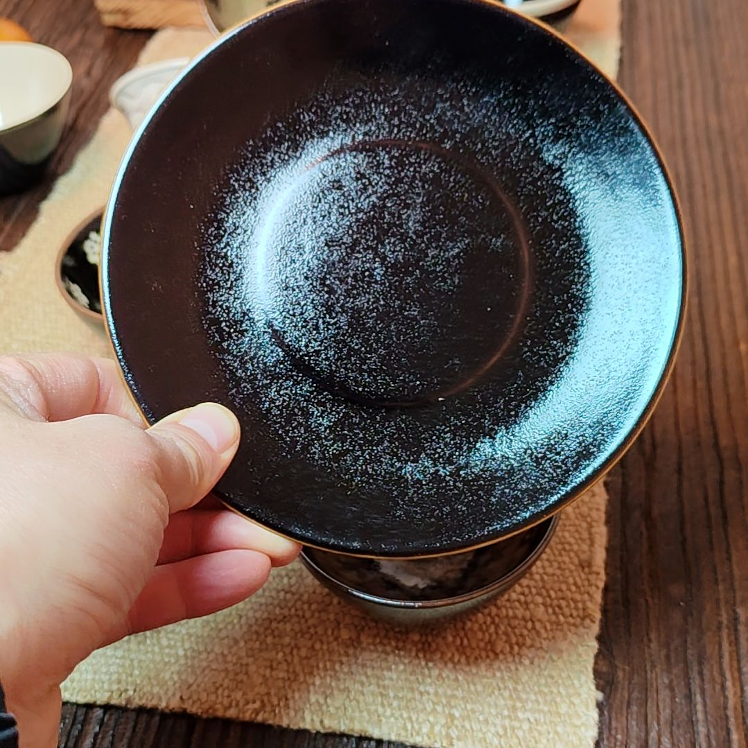 吉州窑原矿手工柴窑柴烧黑色釉壶承