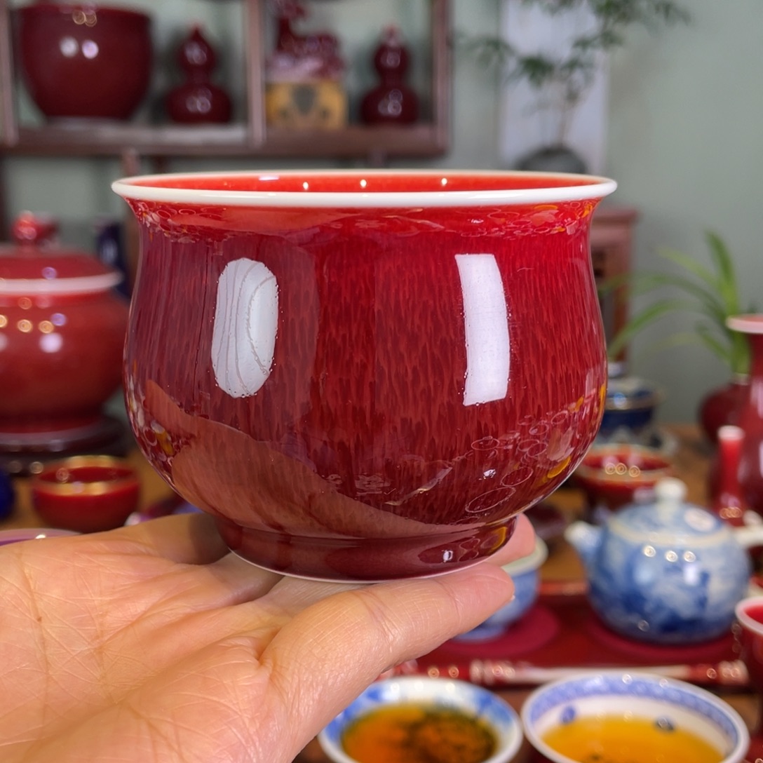清欢雅玩原矿郎红大福桶杯