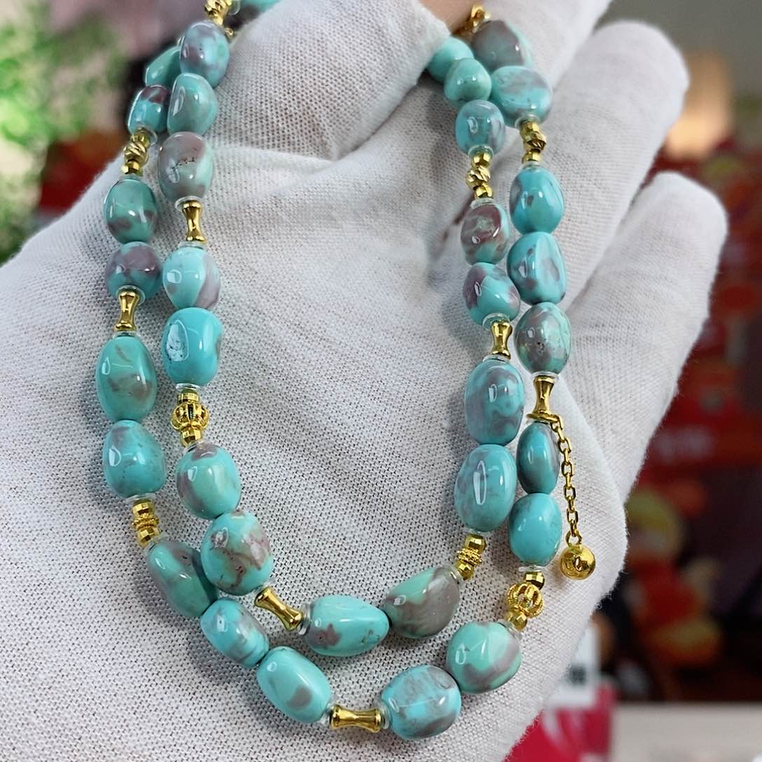 绿松石珠宝奇石18K金镶嵌