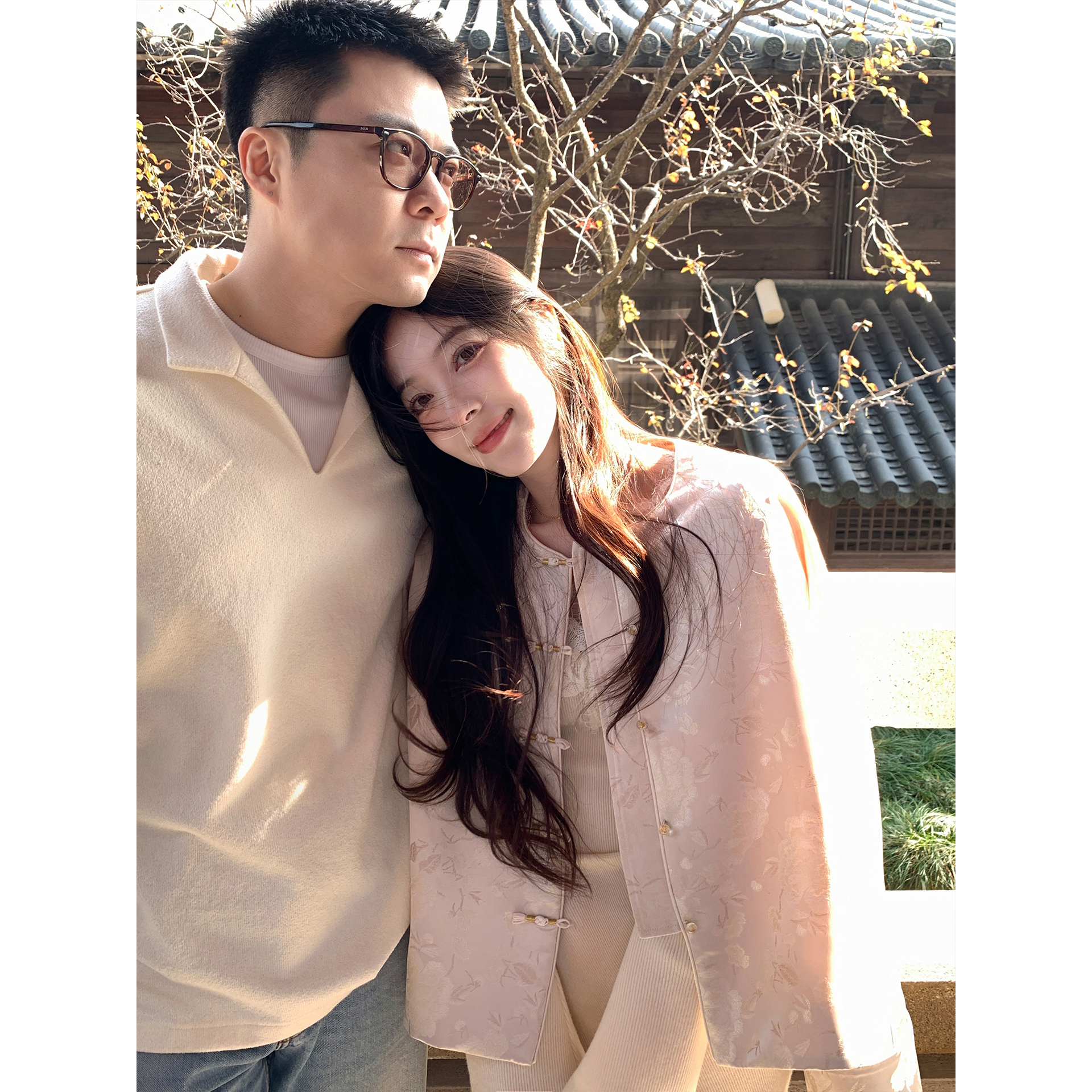 夏诗文 钱小萍宋锦盘扣中式100%桑蚕丝/仿宋锦缎面提花夹棉女汉服