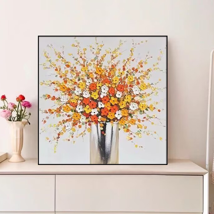 简约花卉餐厅挂画黄金花树肌理装饰画沙发玄关背景墙壁画M02