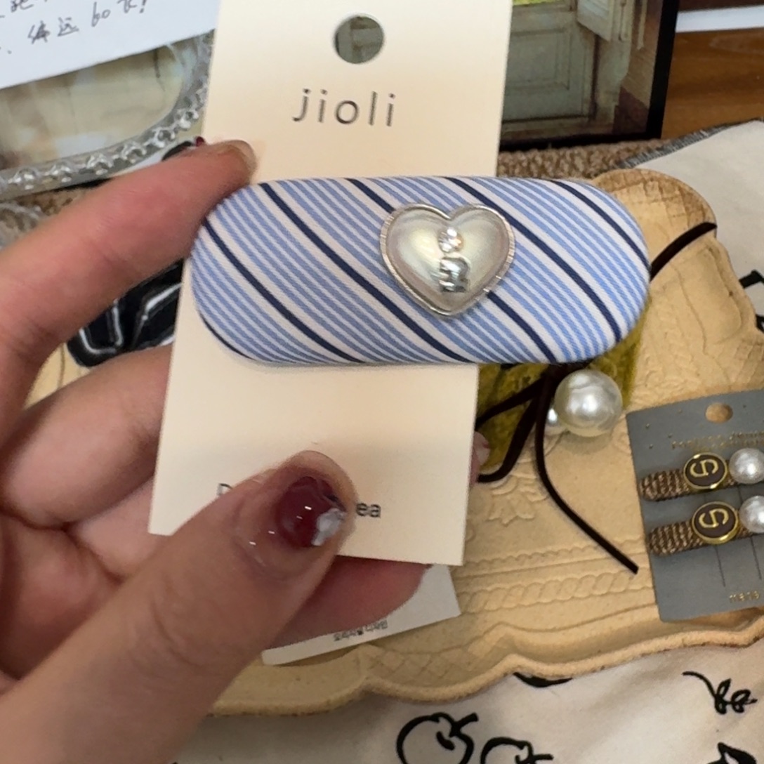 布艺铁合金条纹面包拜拜夹