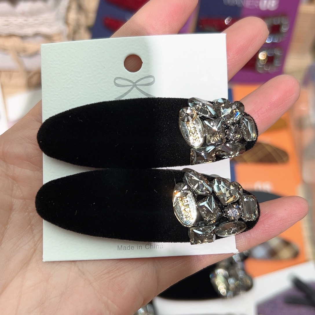 布艺非金属圆黑色爆米花拜拜夹