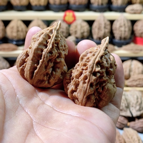 文玩核桃把件对歪 福禄寿