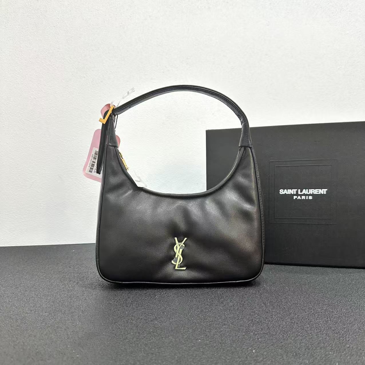 99新 YSL/圣罗兰 壹所奢品/YSL hobo 羊皮小号 黑金 新款 活动