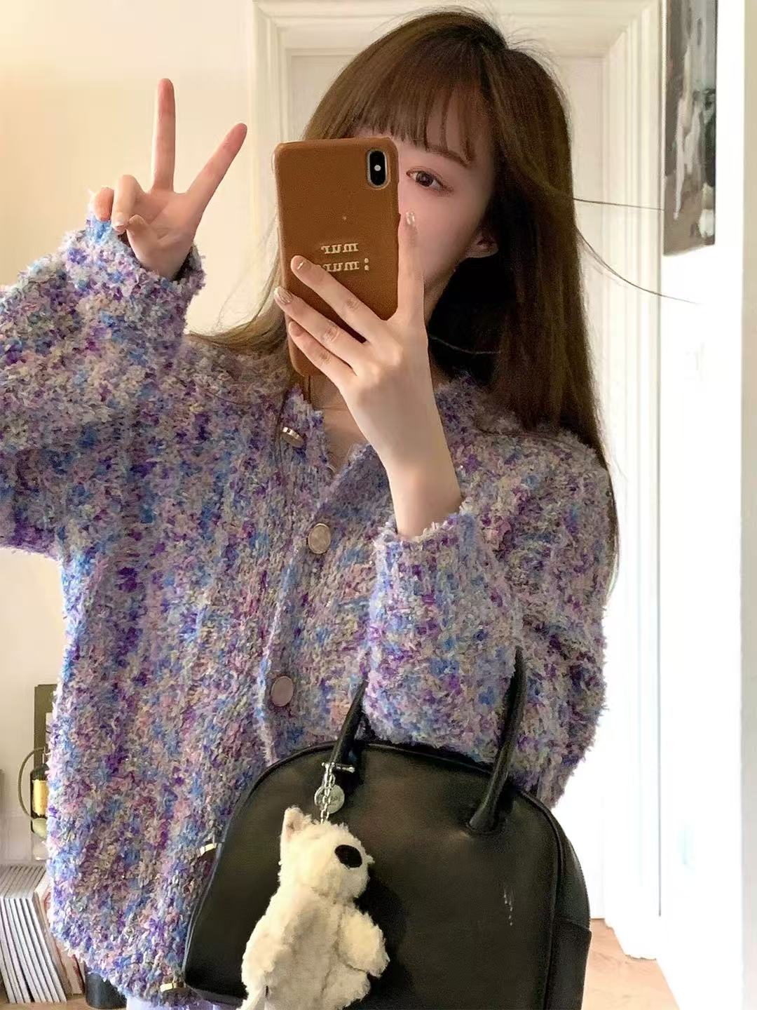 625秋季新款韩系甜美减龄慵懒感小香风气质百搭ins风针织毛衣外套