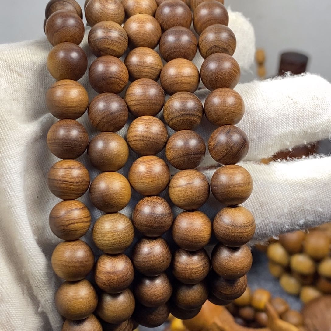 檀香木手串/手链领老山檀香1.0多圈沉水微瑕焦糖