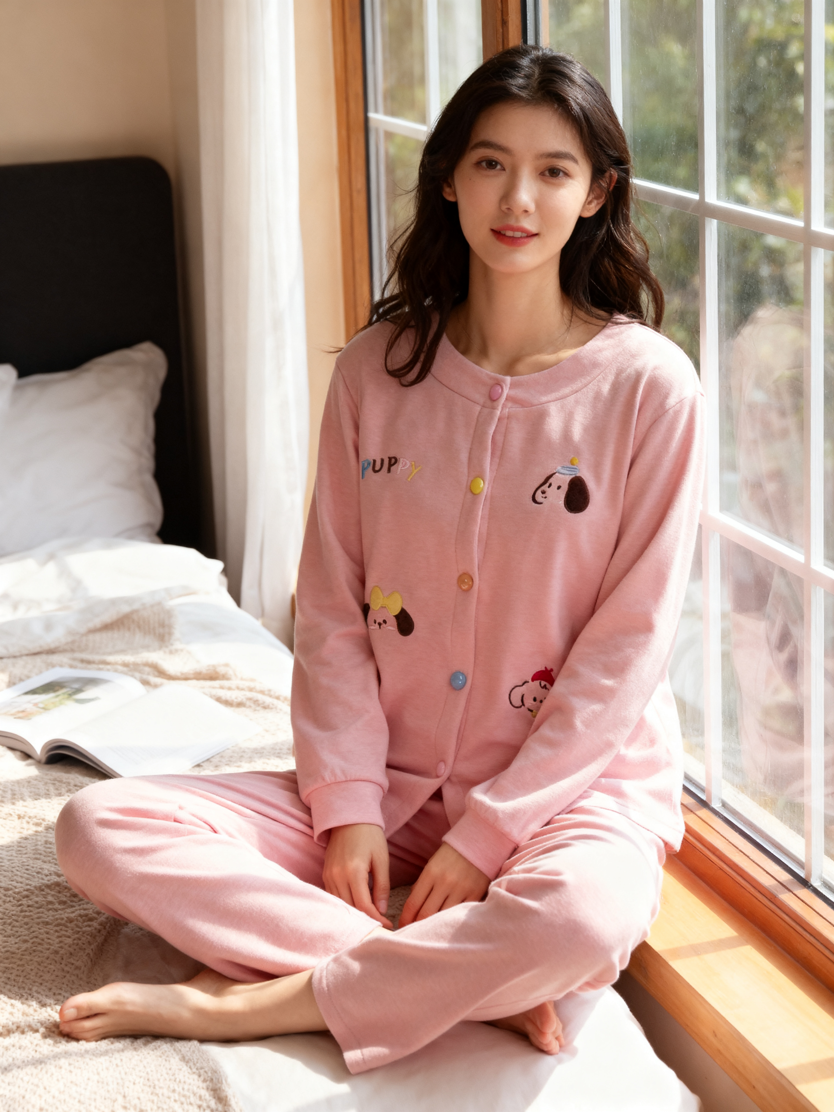 2025年保暖长袖女家居服套装防静电睡衣女士舒适秋冬季冬季家居服