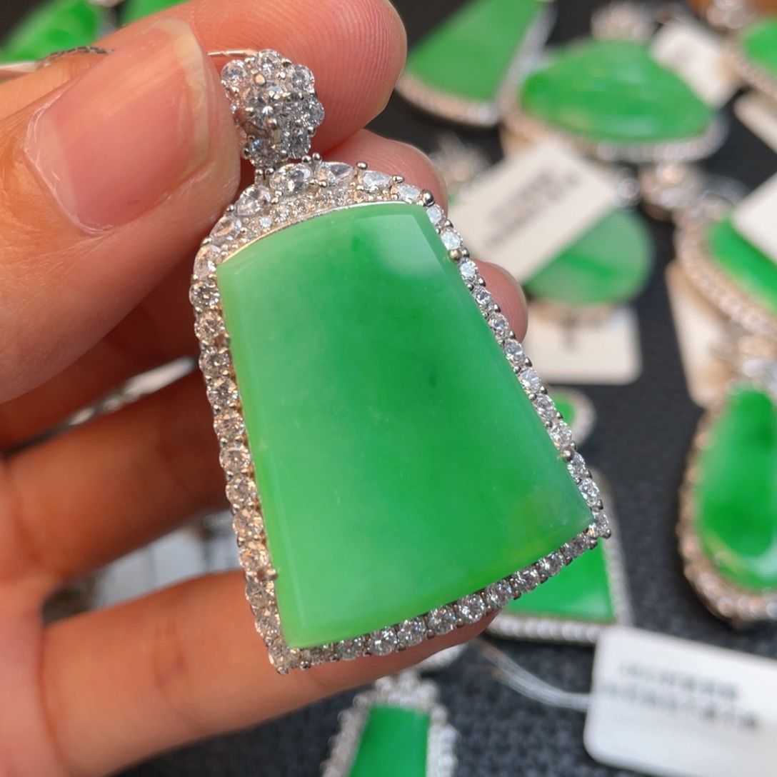 翡翠银S925镶嵌吊坠(不含链)