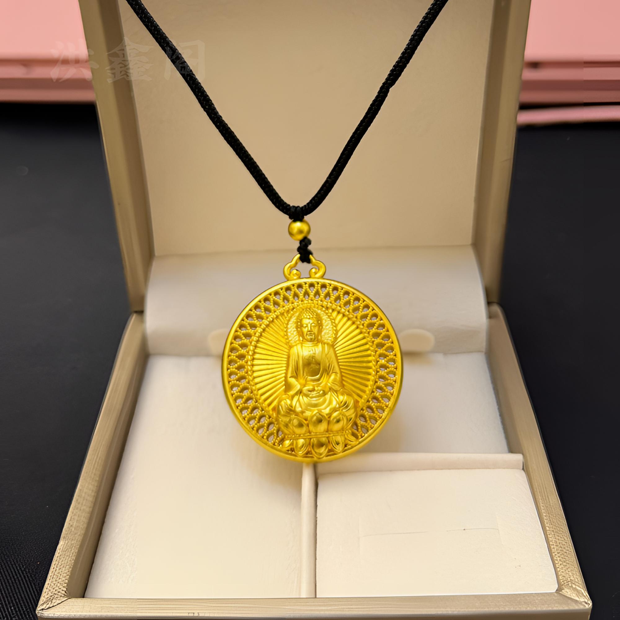 合金吊坠 大日如来佛牌镂空双面雕刻祥云福字手工圆牌挂坠时尚