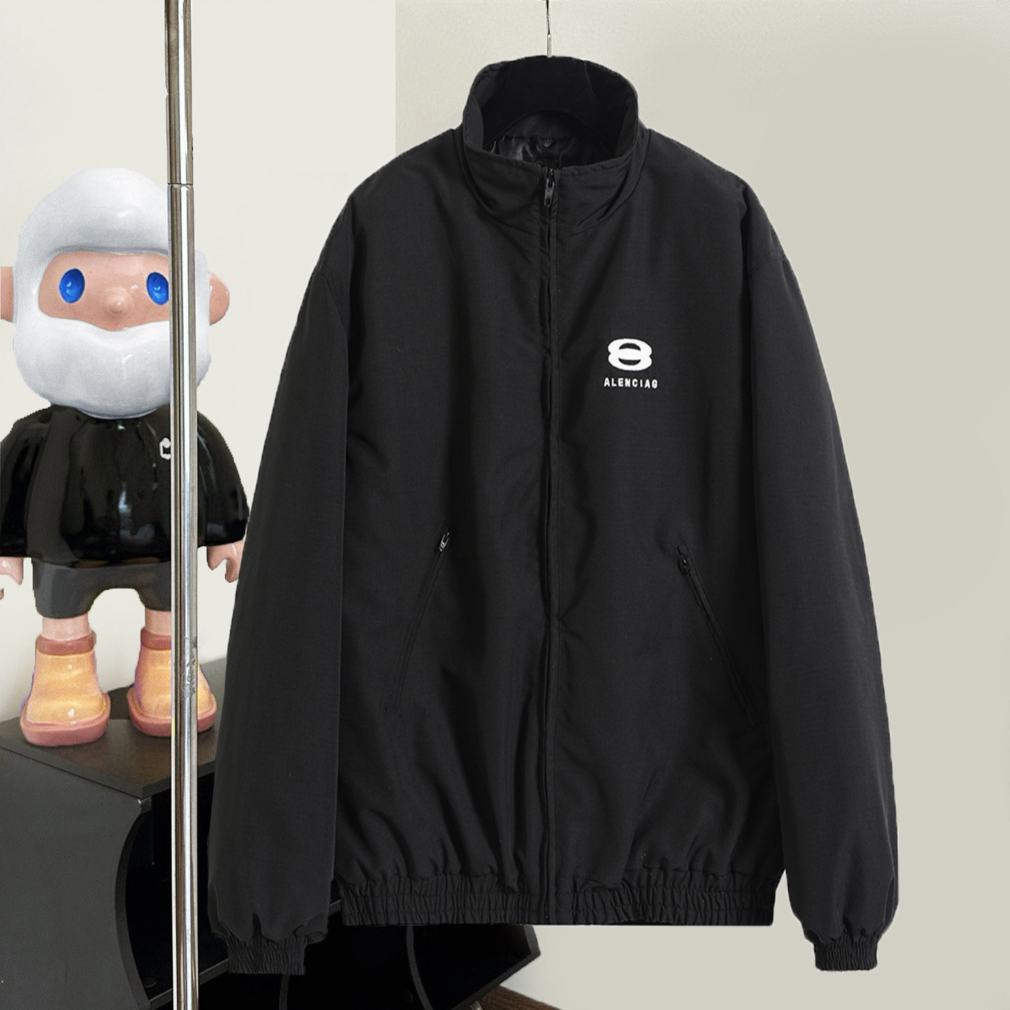 巴黎高版本B家双环字母刺绣棒球服飞行棉服夹克宽松B潮牌棉衣外套