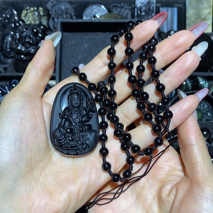 黑曜岩套链未镶嵌华**纤