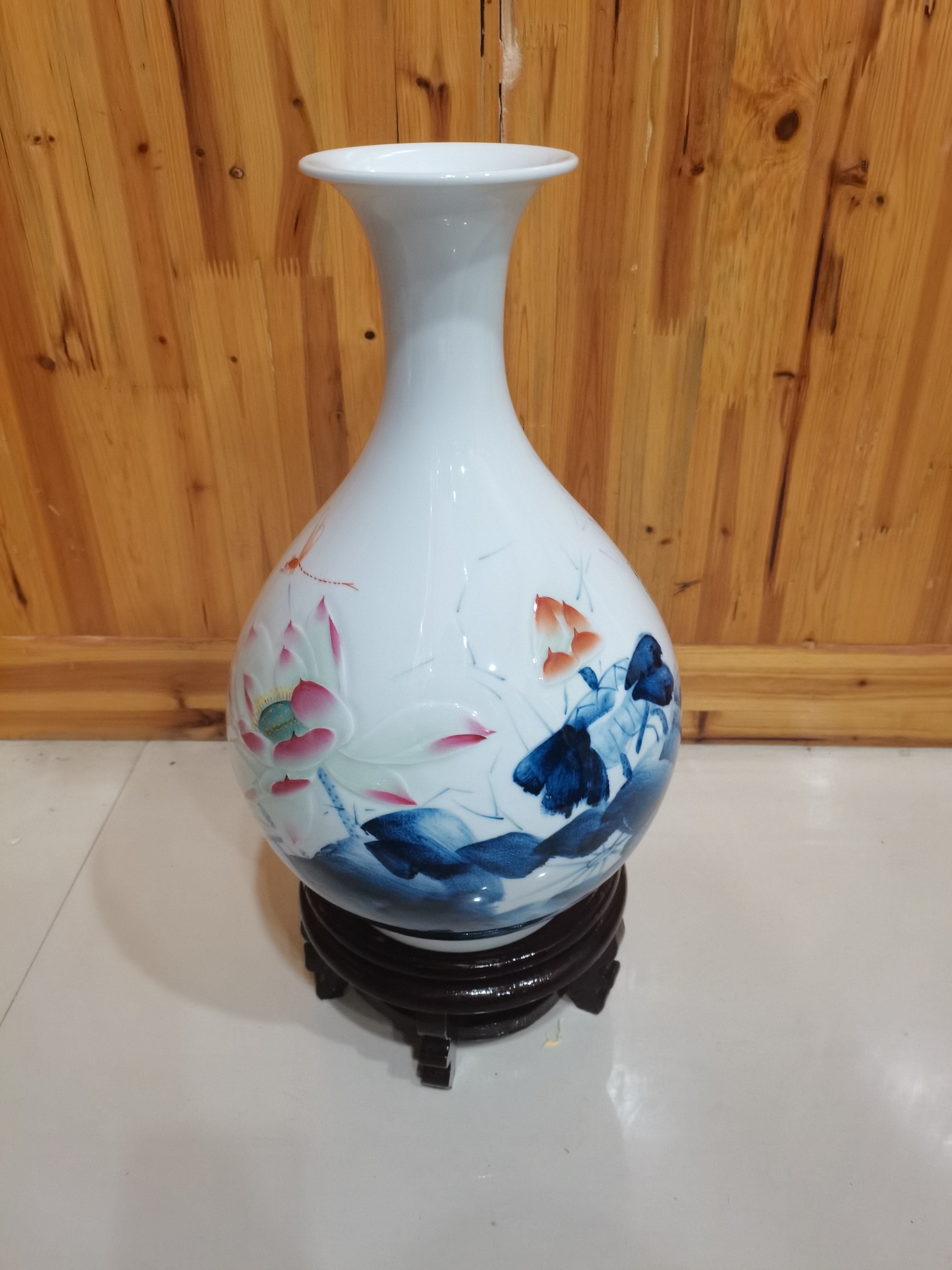 景德镇纯手工手绘玉壶春花瓶（36X22）