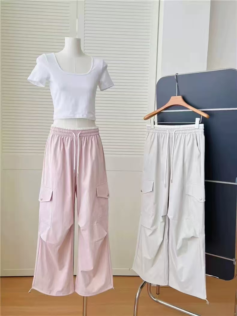 韩版工装裤休闲裤纯色薄款速干休闲风时尚春季夏季阔腿裤