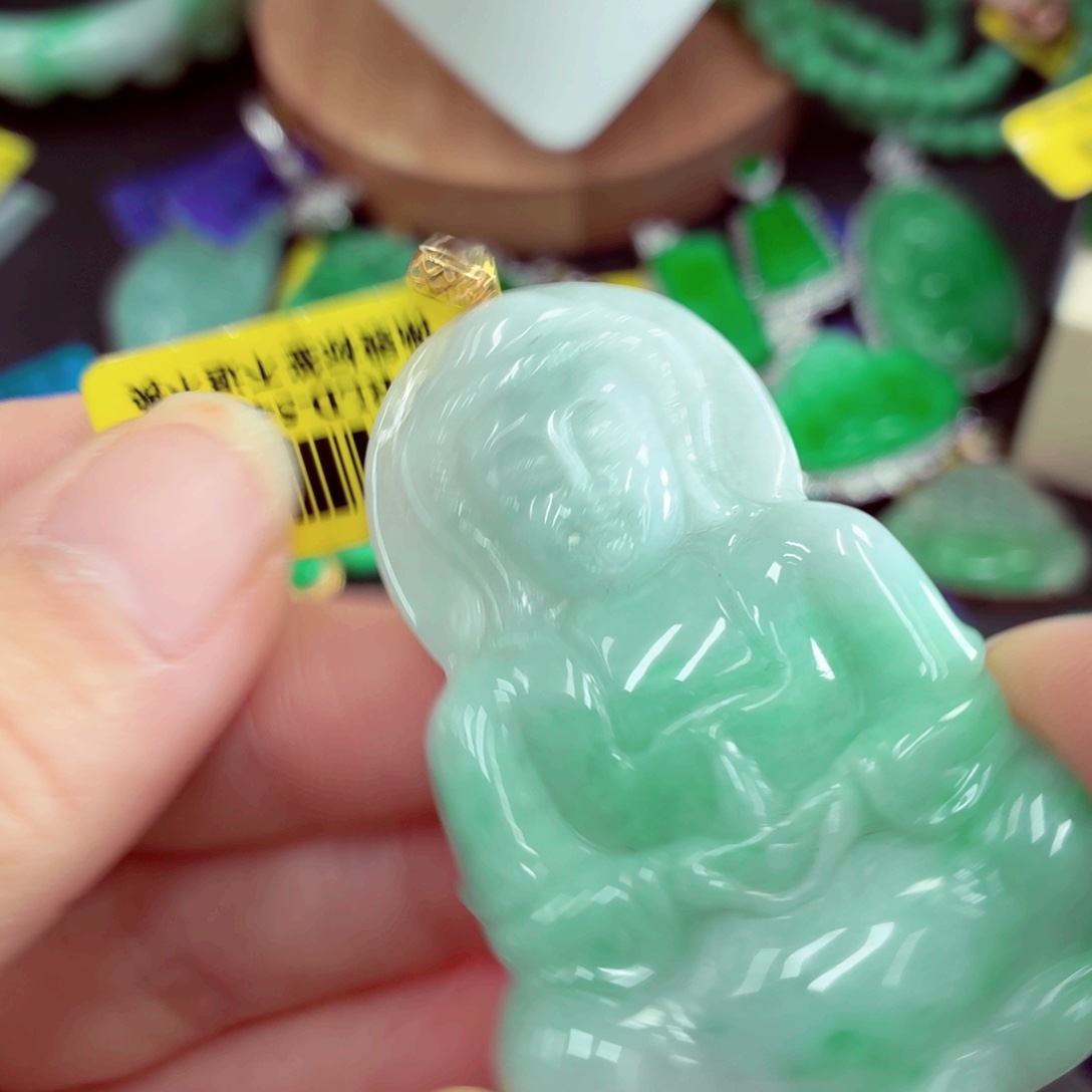 翡翠18K金镶嵌吊坠(不含链)