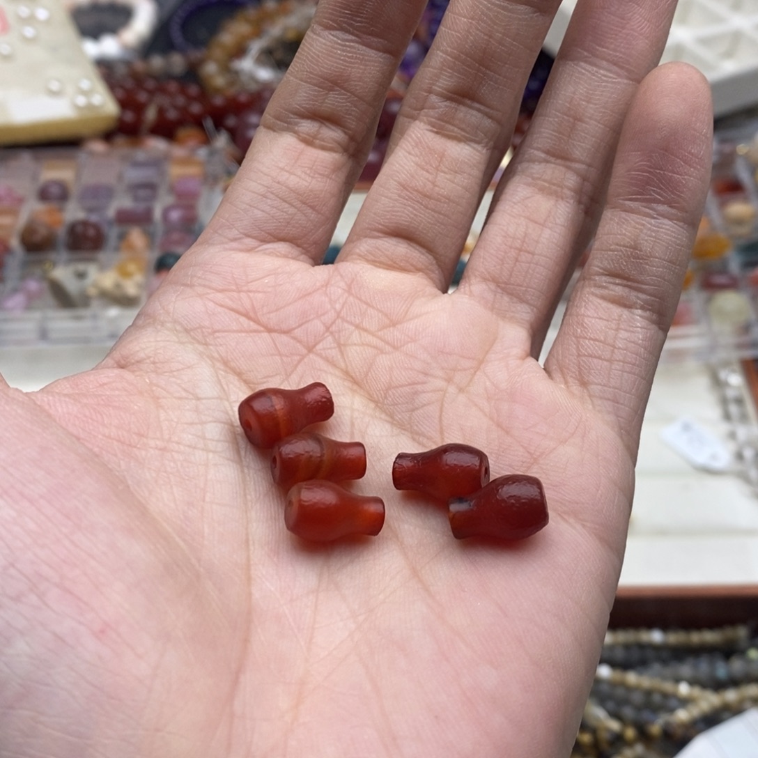 玛瑙/玉髓未镶嵌珠宝半成品五个8×12橘皮老玛瑙花瓶