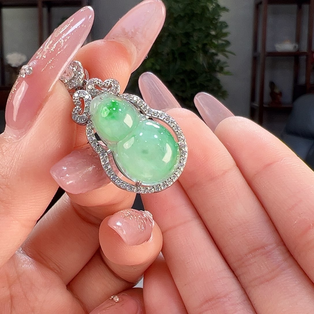 翡翠吊坠(不含链)银S925镶嵌吊坠12