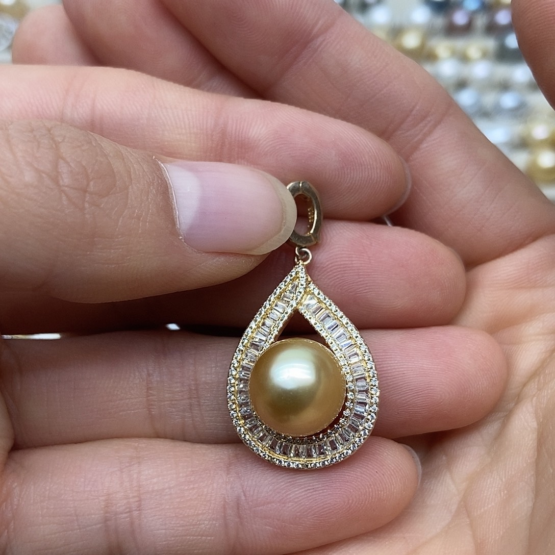 海水珍珠吊坠(不含链)银S925镶嵌