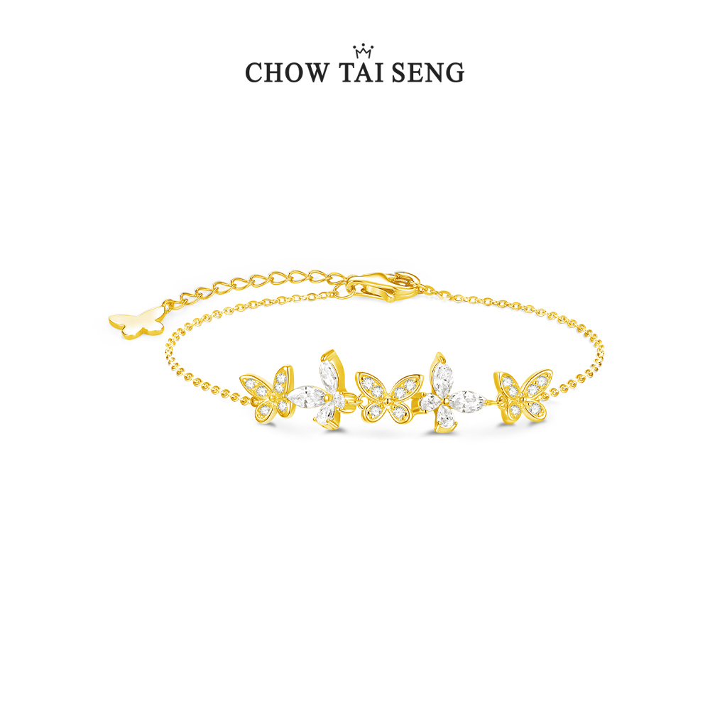 925银手链 周大生蝴蝶精灵手链闪耀甜美手饰珠宝仙女饰品