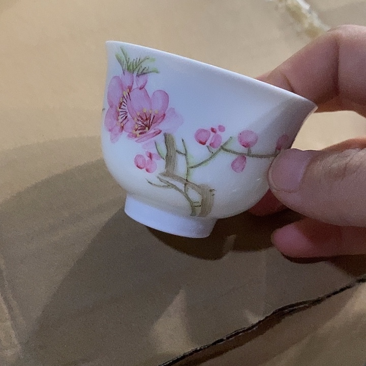 摆件水点桃花手绘主人杯