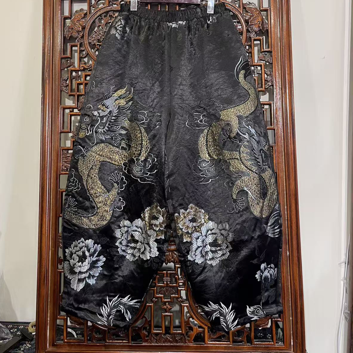 冬款织锦夹棉棉裤