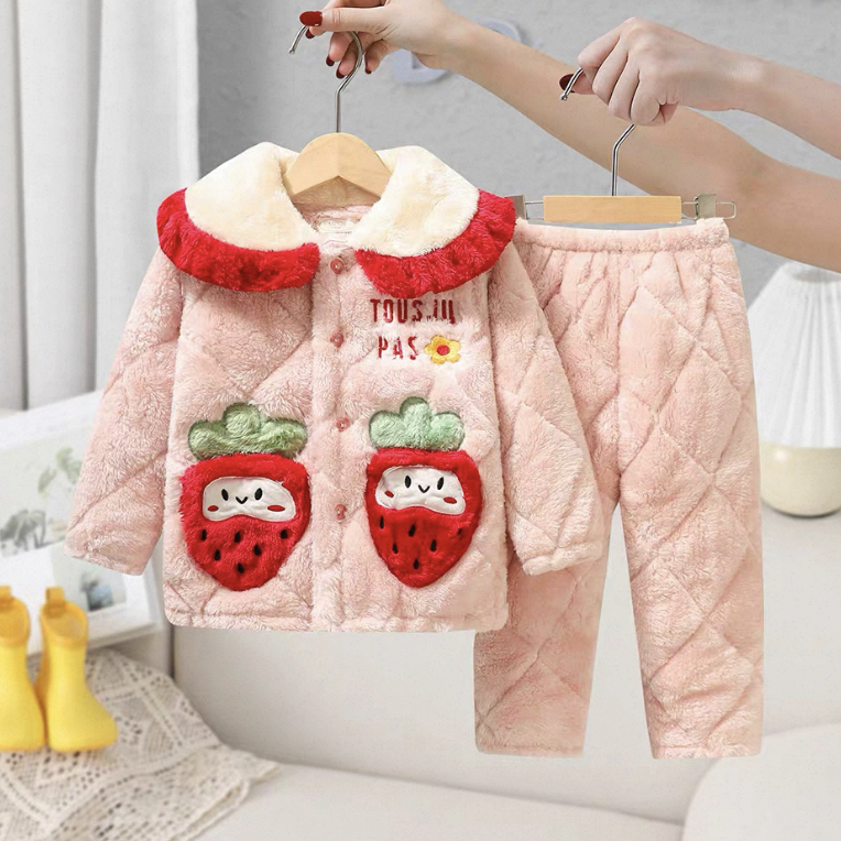 邹先森2011-31女童冬季三层夹棉加厚保暖家居服套装