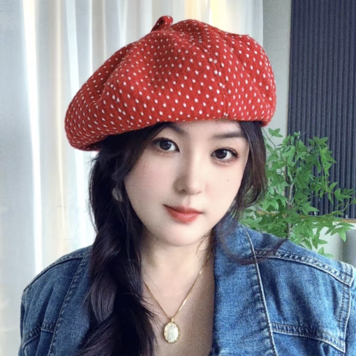 复古甜美波点贝雷帽韩系减龄秋冬百搭八角画家帽韩系