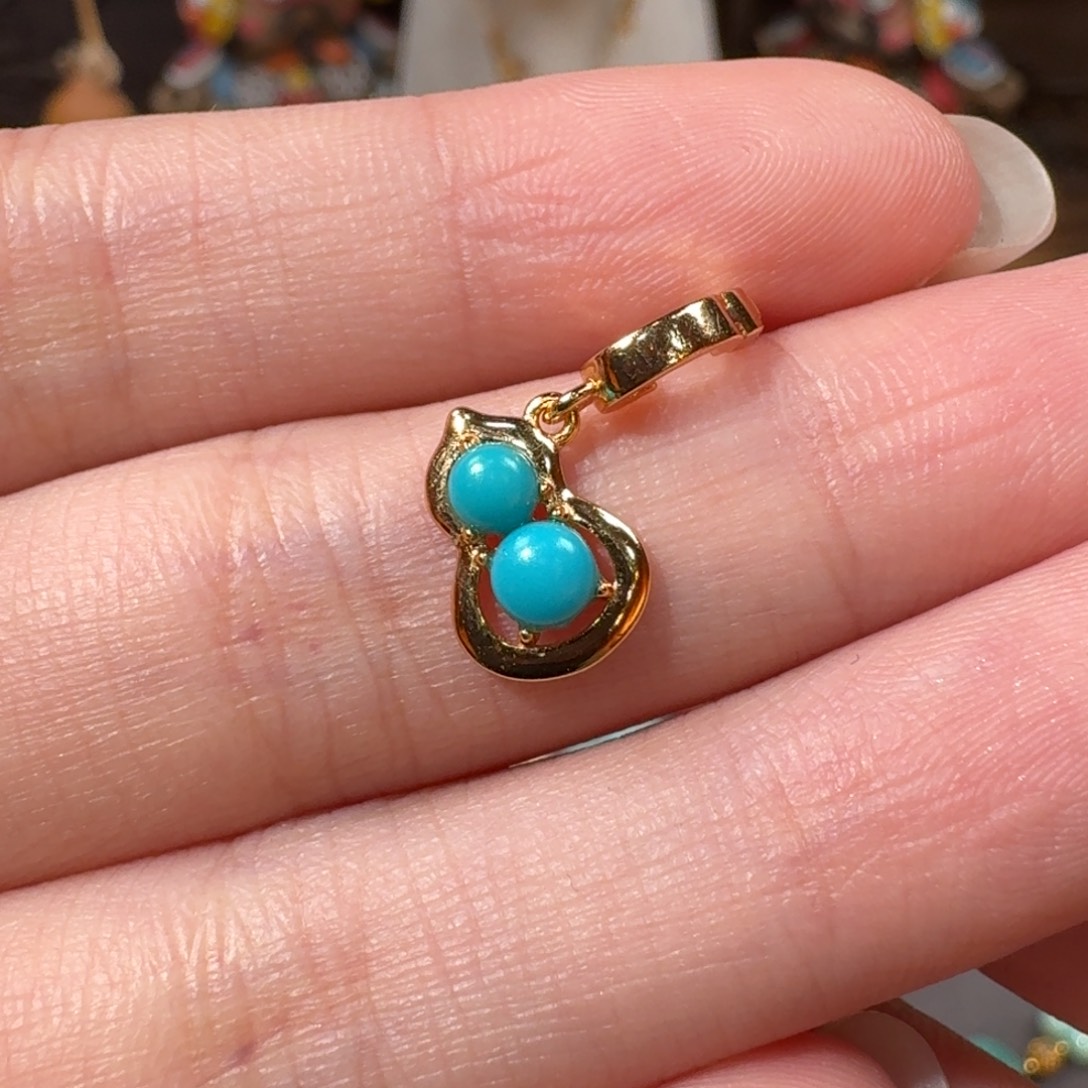 绿松石银S925镶嵌吊坠(不含链)葫芦