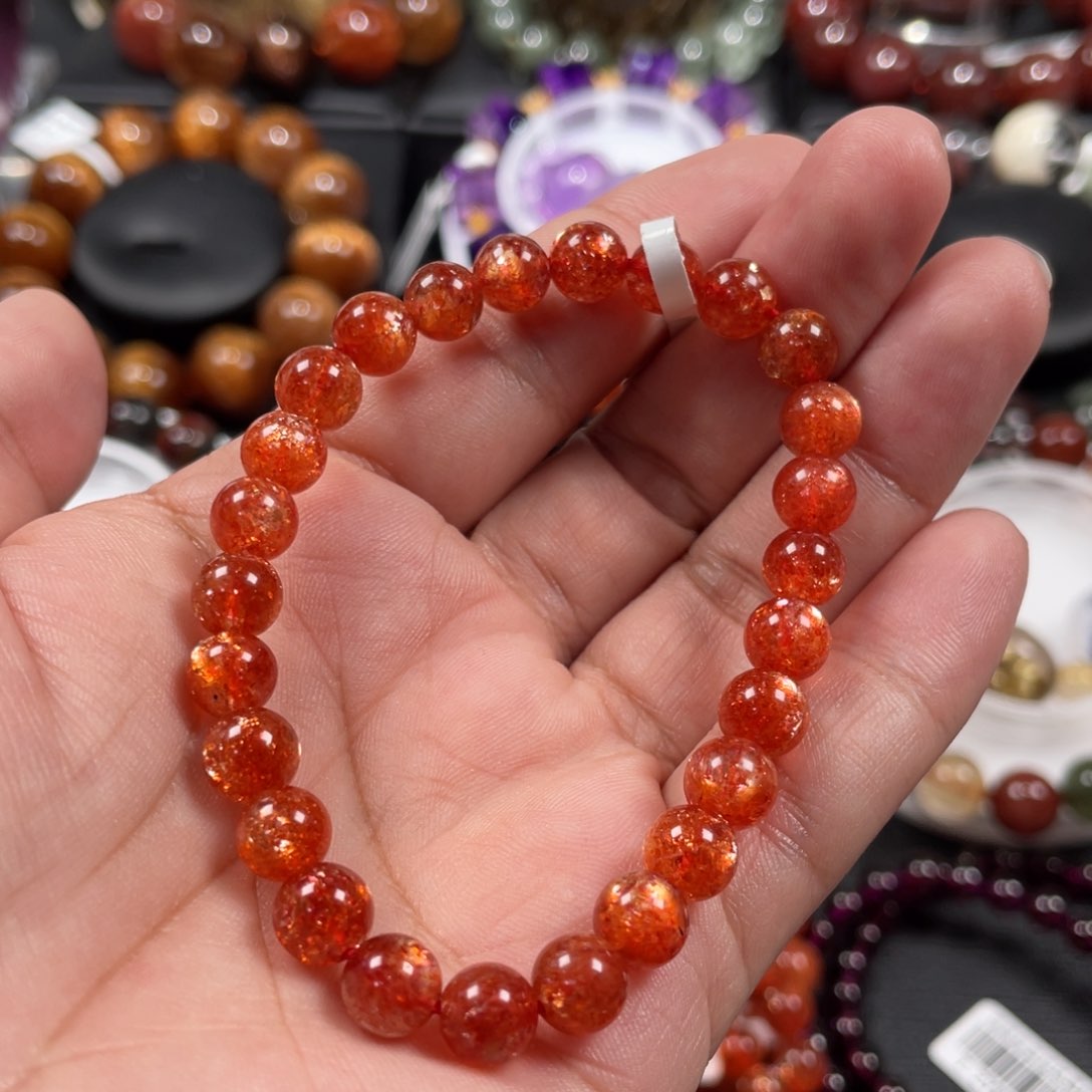 日光石手链未镶嵌夏*～金太阳手串7mm左右