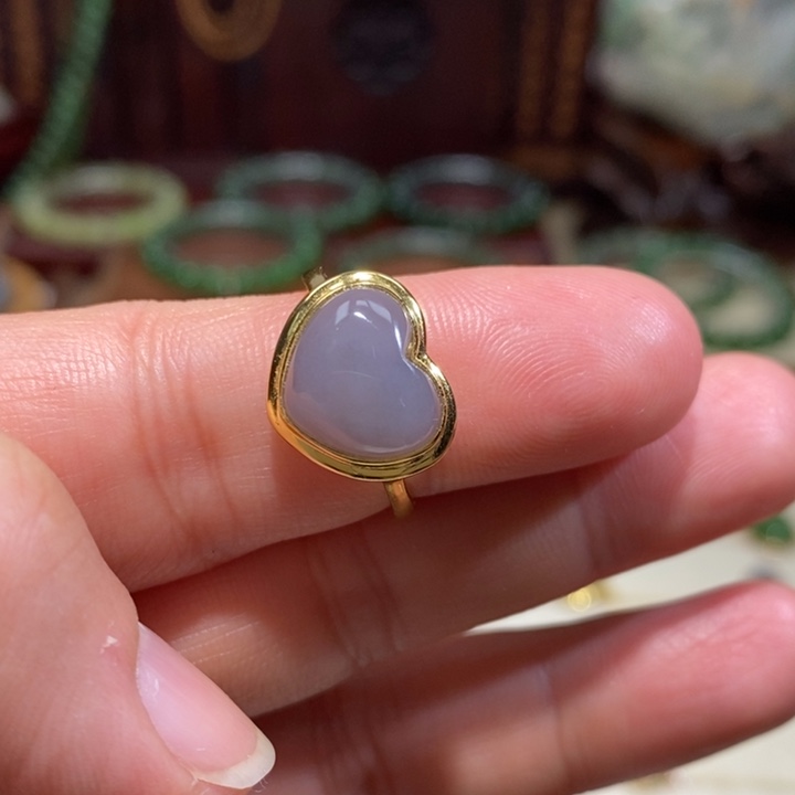 和田玉银S925镀金镶嵌戒指