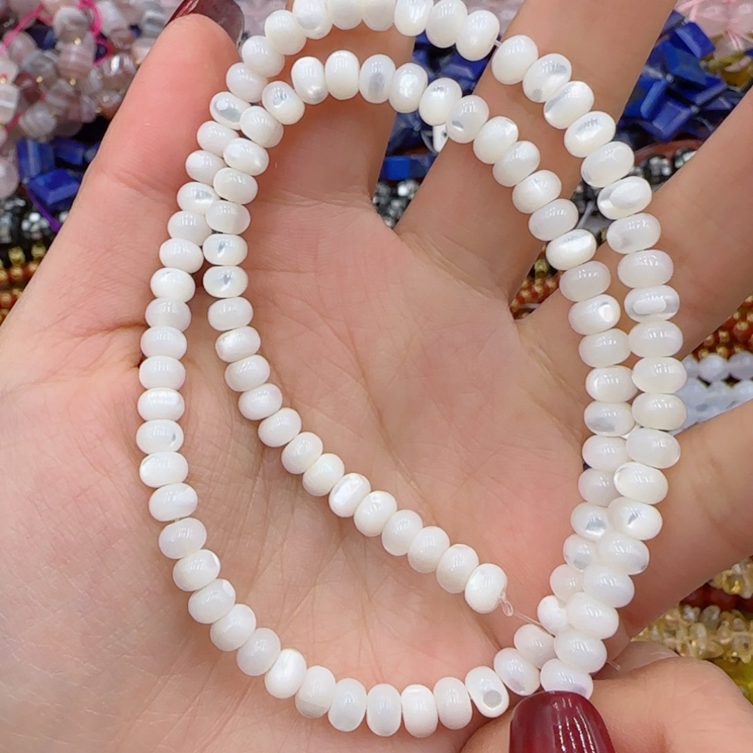 玛瑙/玉髓珠宝半成品未镶嵌白蝶贝算盘一条卡6