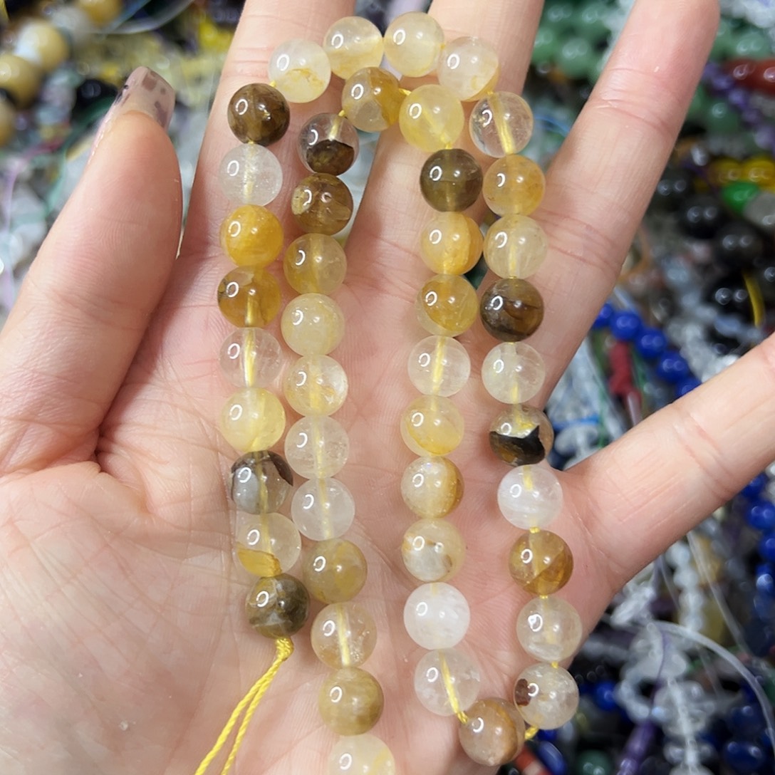 玛瑙/玉髓合金珠宝半成品，卡8黄胶花一条