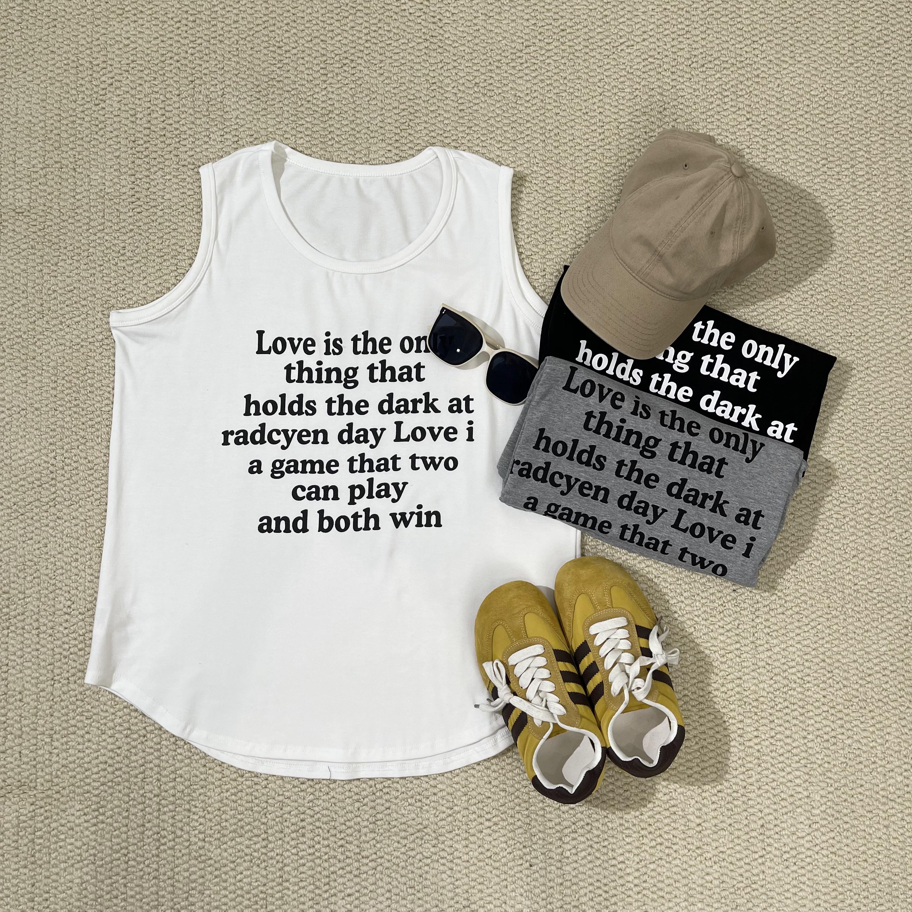 小韩日记【英文背心】背心通勤夏季印花时尚百搭ol休闲韩版3611