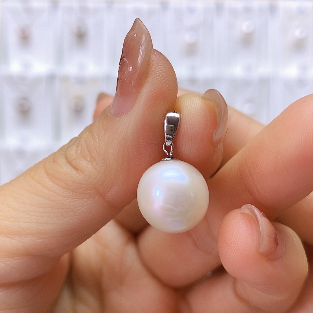 淡水珍珠吊坠(不含链)银S925镶嵌