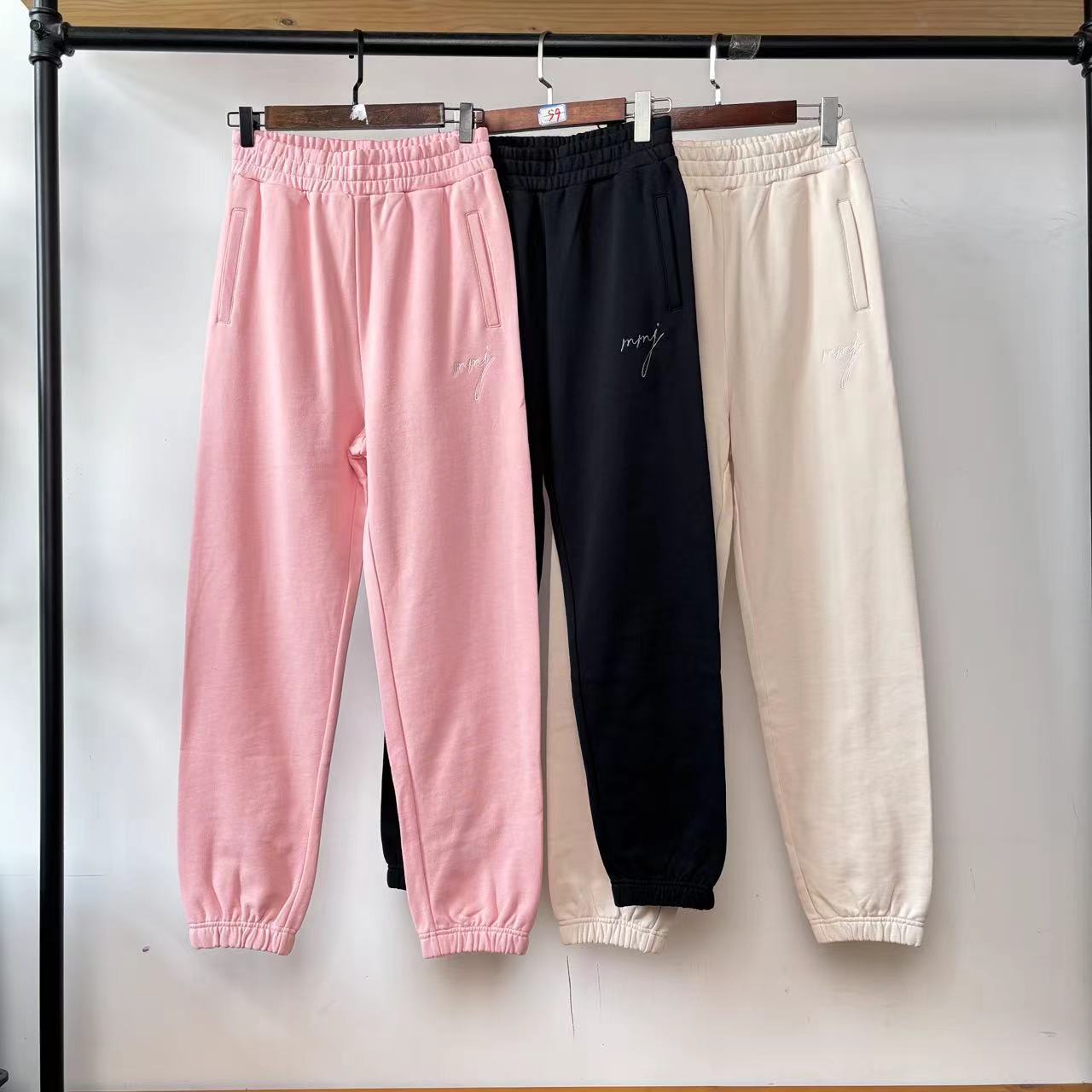 E-23-27-AE-20【骷髅】高街潮牌男款束脚银线刺绣休闲裤  X2047