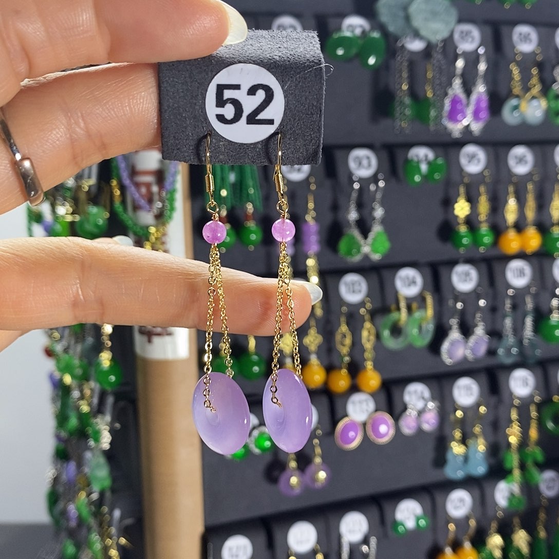 银S925镶嵌翡翠耳饰52