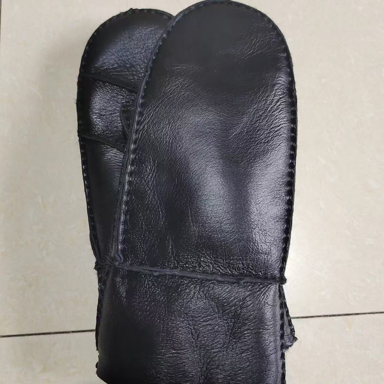 皮毛一体手套冬季加厚连指手套防寒保暖手闷子