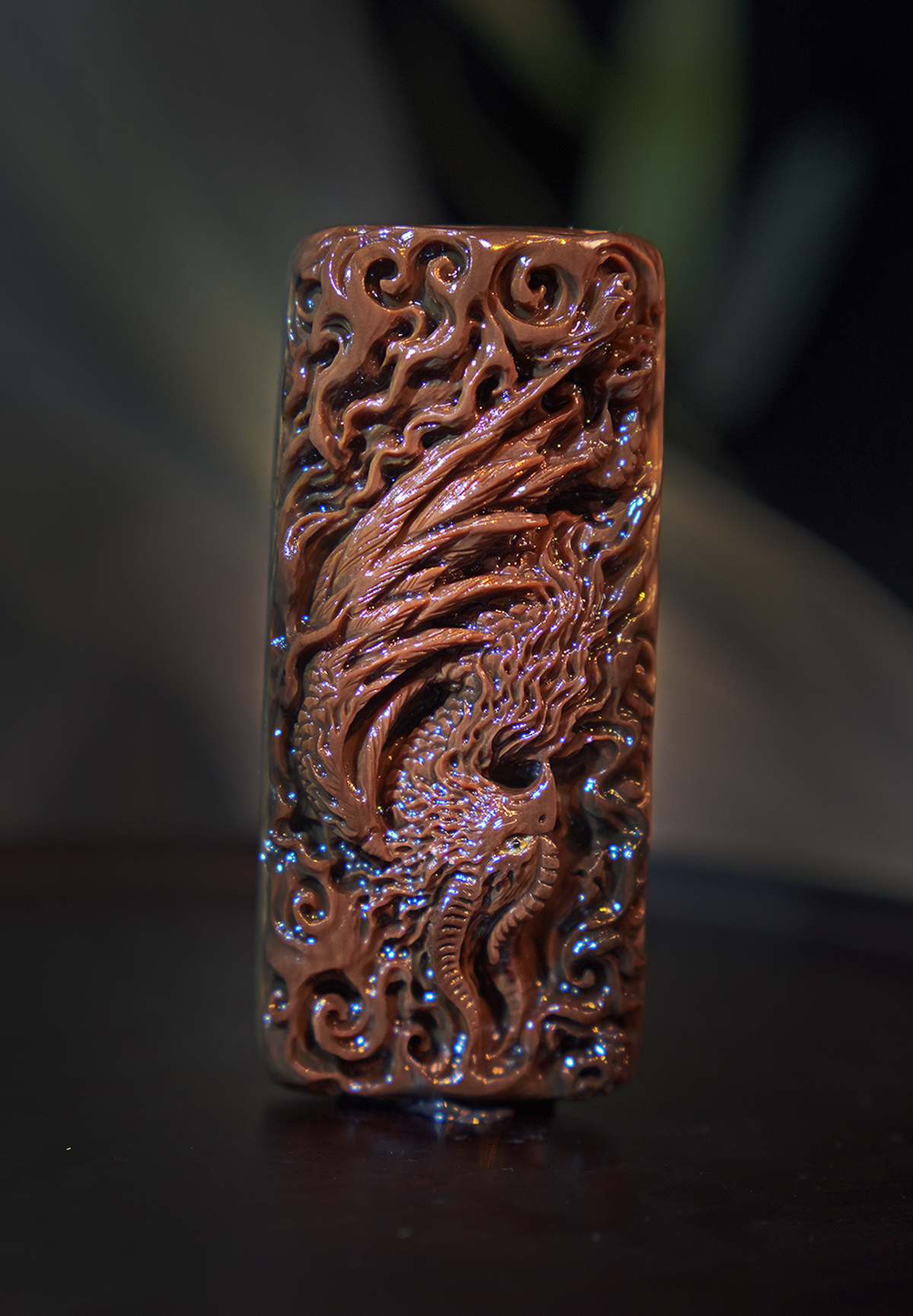天然猛犸牙/手工雕刻作品/重明鸟/特色咖料/文玩收藏