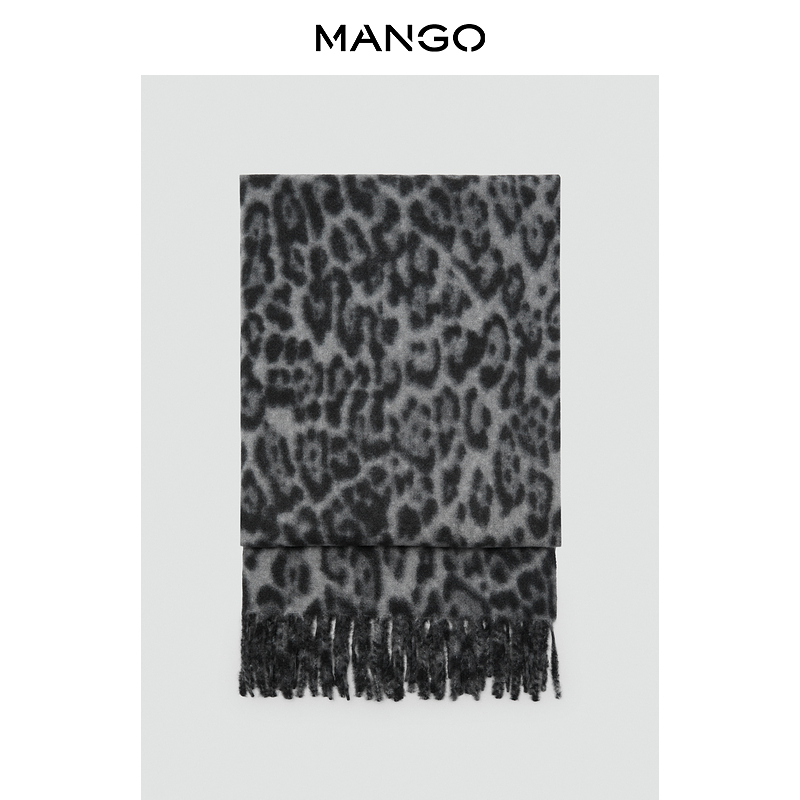 MANGO女装围巾2025冬装新款纯色复古长款时髦感保暖流苏围巾