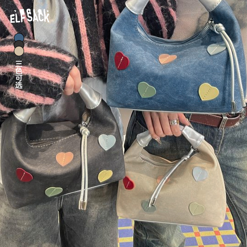 【生活周边系列】妖精的口袋多巴胺甜美桃心手提包女25年新款个性