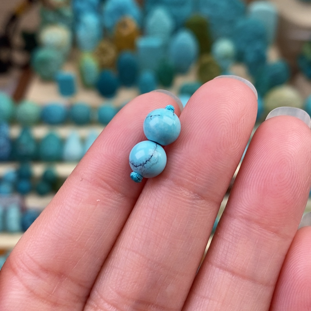 绿松石珠宝奇石未镶嵌6.5mm