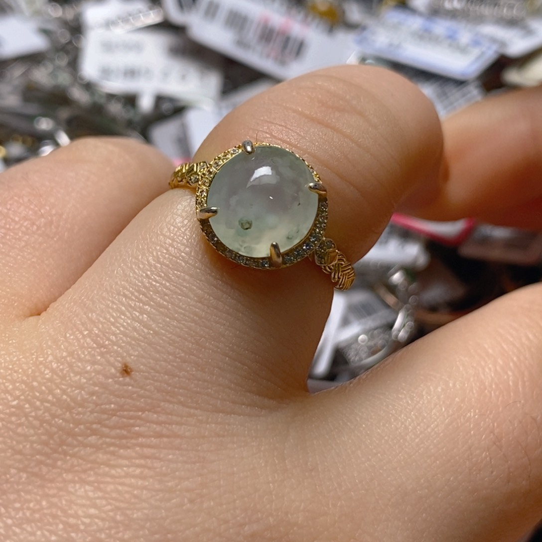 银S925镶嵌戒指翡翠百内无证书