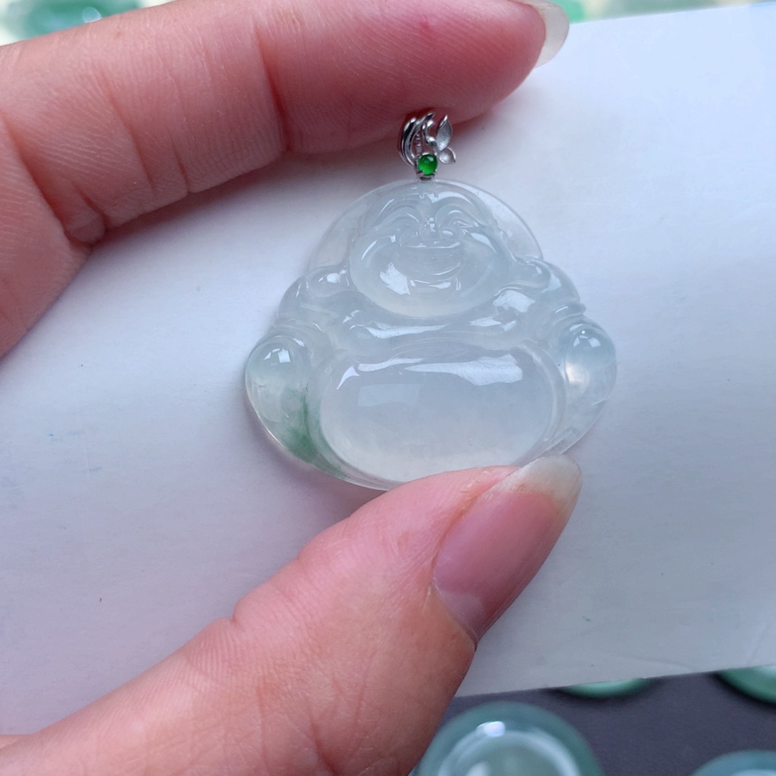 翡翠吊坠(不含链)18K金镶嵌