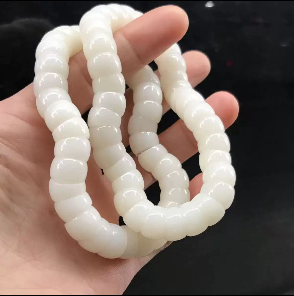 【琼玖木作】菩提根卡10白色猪大肠文玩手串通货孔道瑕