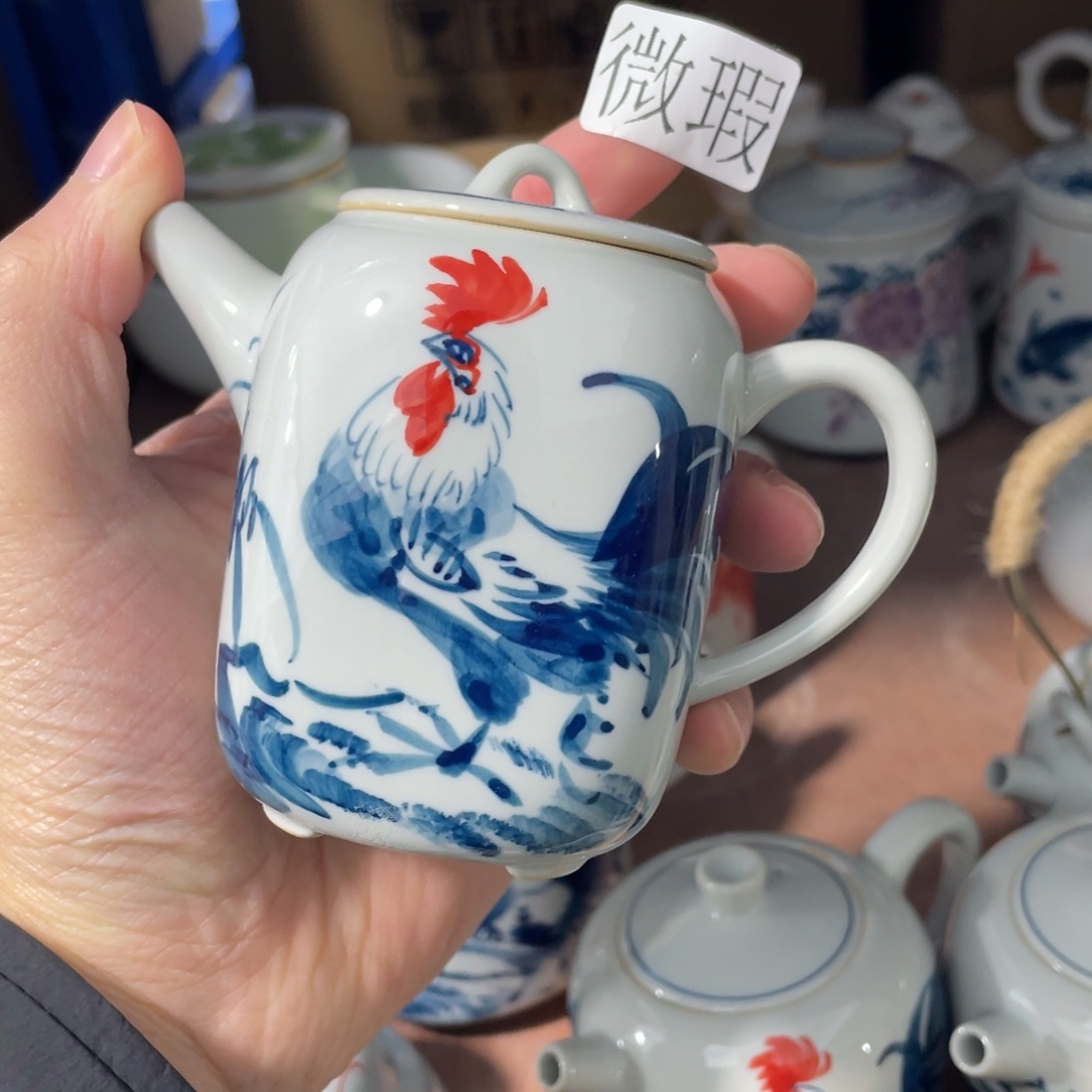 釉下手绘茶具微瑕