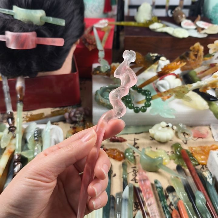 蛇纹石玉发饰合金