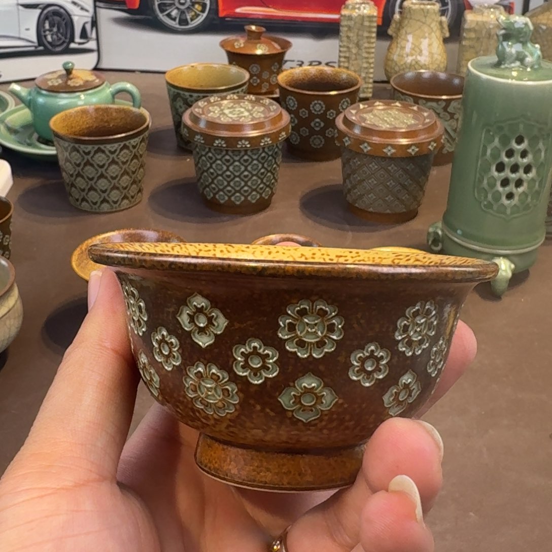 杯龙泉茶具青瓷微瑕