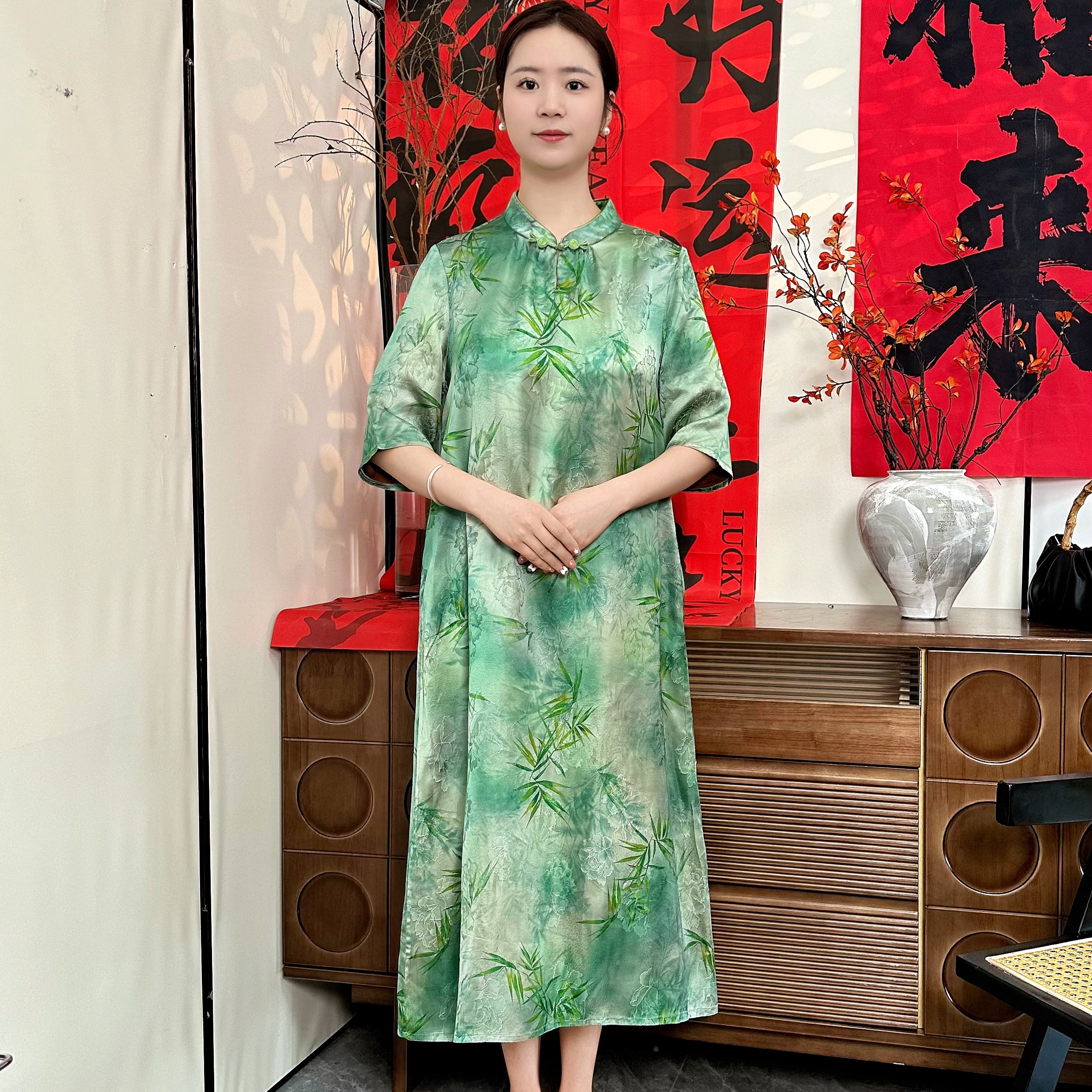 【冉竹】新中式国风夏季立领女装连衣裙